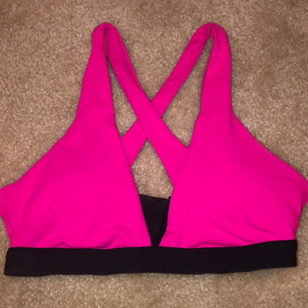 Pink sports bra